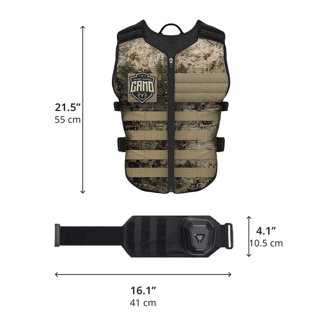 Alt view image 4 of 7 - bHaptics Starter Bundle - TactSuit Air Haptic Vest + TactSleeve Haptic Armbands for PC and VR Gaming, 16 Feedback Points, Bluetooth, Native Game Support - Camo