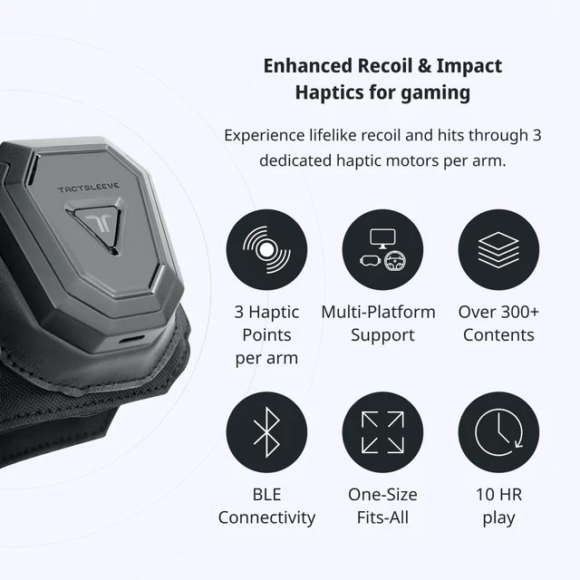 Alt view image 3 of 7 - bHaptics Starter Bundle - TactSuit Air Haptic Vest + TactSleeve Haptic Armbands for PC and VR Gaming, 16 Feedback Points, Bluetooth, Native Game Support - Onyx