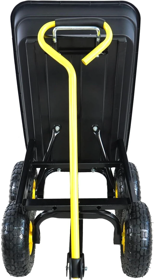 Alt view image 2 of 7 - Garden Dump Cart, 55L 220 LBS Heavy Duty 4 Wheel Yard Wagon with Quick Release Tipping Tub & 180° Adjustable Handle