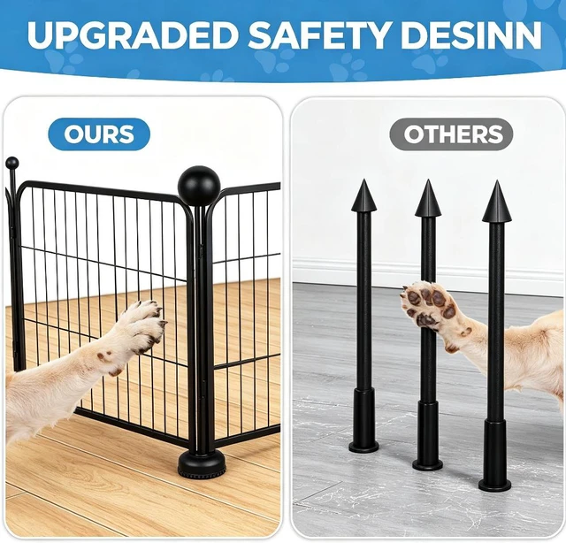 Alt view image 4 of 5 - 32in Metal Puppy Playpen, 10 Panels Foldable Dog Exercise Fence, Indoor Outdoor Pet Enclosure for Yard, Camping & RV
