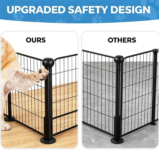 Alt view image 5 of 5 - 32in Metal Puppy Playpen, 10 Panels Foldable Dog Exercise Fence, Indoor Outdoor Pet Enclosure for Yard, Camping & RV