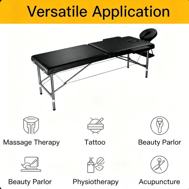 Alt view image 5 of 5 - Massage Tables Portable 24" Wide Adjustable Folding Massage Bed, Lightweight Aluminum Esthetician Bed, Tattoo Chair for Client,Tattoo Table for Spa and Beauty Professionals (Black)