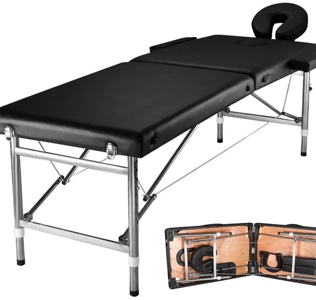 Main image of Massage Tables Portable 24" Wide Adjustable Folding Massage Bed, Lightweight Aluminum Esthetician Bed, Tattoo Chair for Client,Tattoo Table for Spa and Beauty Professionals (Black)