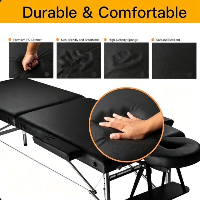 Alt view image 3 of 5 - Massage Tables Portable 24" Wide Adjustable Folding Massage Bed, Lightweight Aluminum Esthetician Bed, Tattoo Chair for Client,Tattoo Table for Spa and Beauty Professionals (Black)