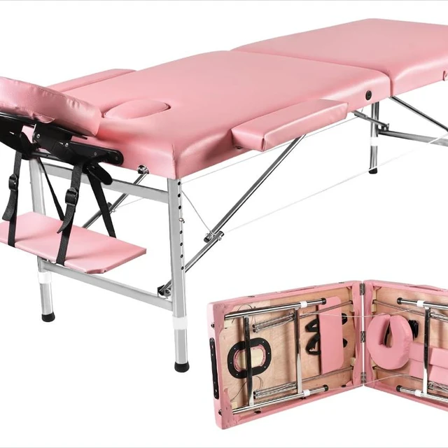 Main image of Massage Tables Portable 24" Wide Adjustable Folding Massage Bed, Lightweight Aluminum Esthetician Bed, Tattoo Chair for Client,Tattoo Table for Spa and Beauty Professionals (Pink)