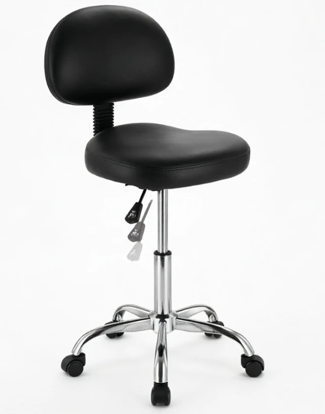 Alt view image 7 of 7 - Adjustable Saddle Stool with Backrest, 360° Rolling Swivel Salon Chair, Height Adjustable Ergonomic Medical Office Stool, 450LBS Weight Capacity