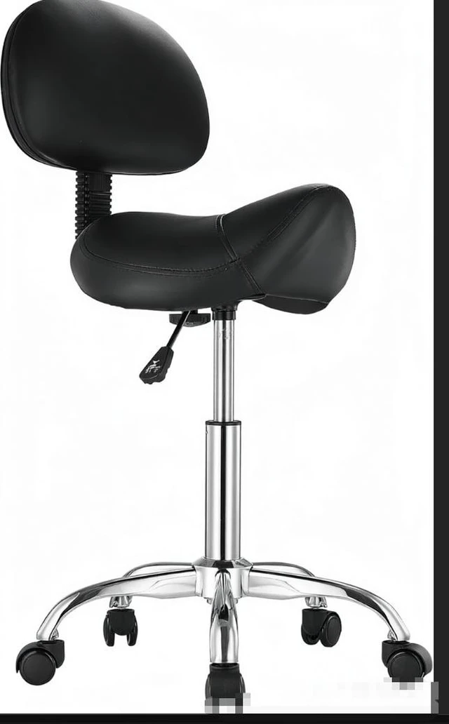Main image of Adjustable Saddle Stool with Backrest, 360° Rolling Swivel Salon Chair, Height Adjustable Ergonomic Medical Office Stool, 450LBS Weight Capacity