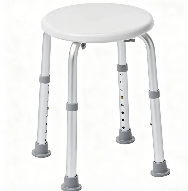 Main image of Adjustable Height Round Shower Stool, Aluminum Alloy Non-Slip Bath Seat, 300 lbs Capacity Lightweight Shower Chair for Elderly, Seniors, Pregnant Women, Handicap, Tool-Free Assembly