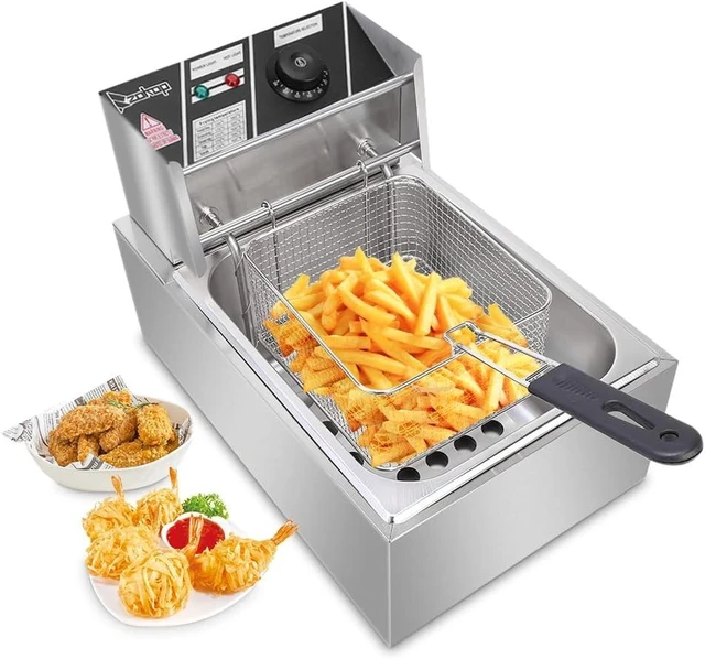 Main image of Commercial Electric Deep Fryer, 11.4QT Stainless Steel Single Tank Deep Fryer with Basket & Lid, 2500W Countertop Fryer for Restaurant Home Use, 110V