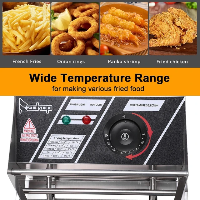 Alt view image 7 of 7 - Commercial Electric Deep Fryer, 11.4QT Stainless Steel Single Tank Deep Fryer with Basket & Lid, 2500W Countertop Fryer for Restaurant Home Use, 110V