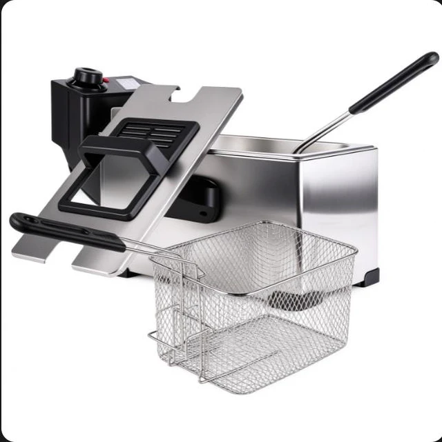 Alt view image 2 of 7 - Commercial Electric Deep Fryer, Stainless Steel Countertop Deep Fryer with Basket & Lid, Adjustable Temperature, 110V for Home & Restaurant