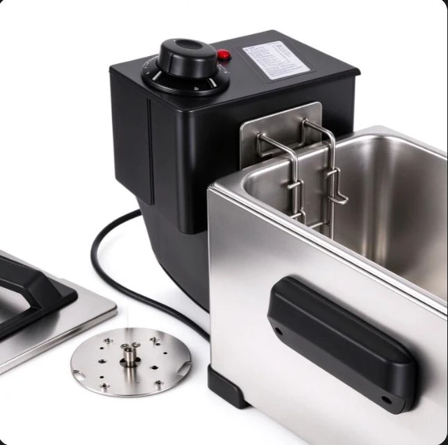 Alt view image 5 of 7 - Commercial Electric Deep Fryer, Stainless Steel Countertop Deep Fryer with Basket & Lid, Adjustable Temperature, 110V for Home & Restaurant