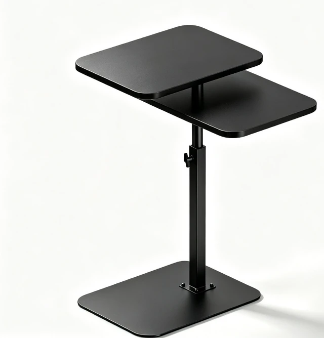Alt view image 2 of 6 - Adjustable Height Side Table, 2-Tier Swivel Sofa End Table, C Shaped Floor Laptop Table with Slim Metal Base for Bed, Couch, Bedroom Living Room