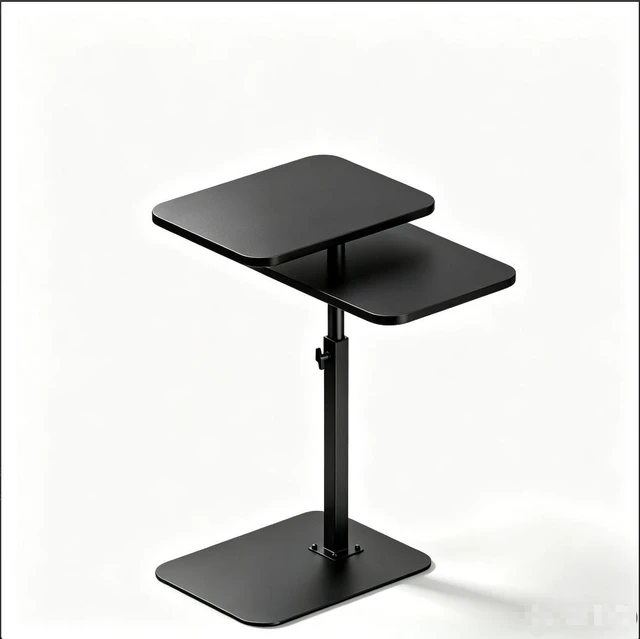 Main image of Adjustable Height Side Table, 2-Tier Swivel Sofa End Table, C Shaped Floor Laptop Table with Slim Metal Base for Bed, Couch, Bedroom Living Room