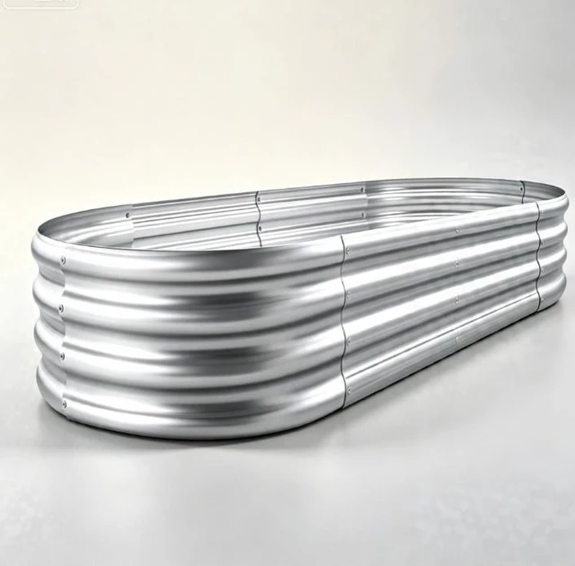Main image of Galvanized Metal Raised Garden Bed, 4ft L × 2ft W ×1ft H Oval Raised Planter Box, 0.78mm Thick Corrugated Steel Garden Planter for Vegetables Herbs Flowers, Backyard Patio Yard