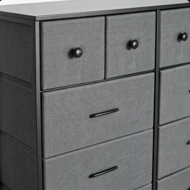 Alt view image 5 of 7 - 9 Drawer Dresser, Fabric Storage Chest of Drawers, Tall Dresser with Metal Frame for Bedroom Closet Living Room