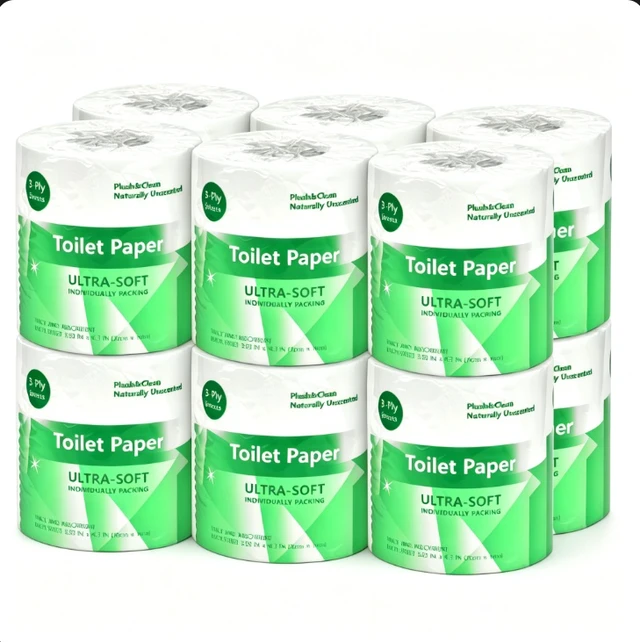 Alt view image 3 of 7 - `Bamboo Toilet Paper, 12 Rolls 3-Ply Ultra Soft Toilet Paper, 350 Sheets per Roll, Unscented Plastic-Free Eco-Friendly Bath Tissue for Bathroom`