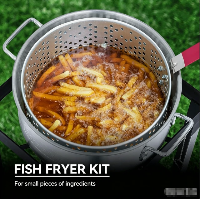 Alt view image 3 of 7 - CreoleFeast TFK3001 30QT Turkey Fryer & 10QT Fish Fryer Boiler Steamer Kit, Propane Outdoor Deep Fryer Set with Burner Stand, Baskets, Thermometer & Marinade Injector