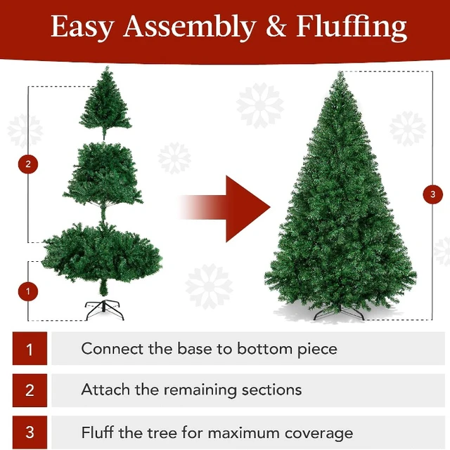 Alt view image 3 of 7 - 6ft Artificial Christmas Tree, Unlit Full PVC Xmas Tree with Foldable Metal Stand, Indoor Holiday Decoration