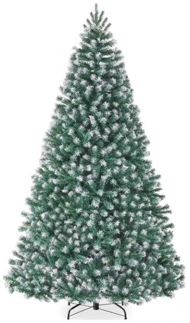 Main image of 6ft Artificial Flocked Christmas Tree, Snow Covered Christmas Tree with 798 Branch Tips, Hinged PVC Branches & Metal Stand, Indoor Holiday Decoration