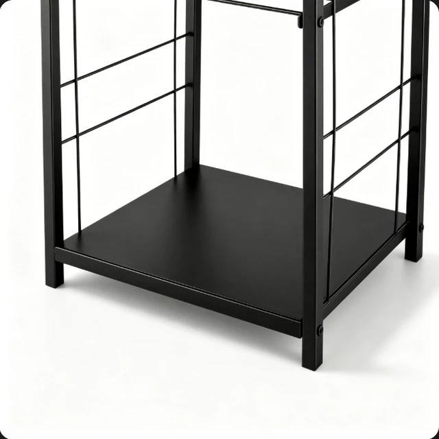 Alt view image 3 of 7 - Firewood Log Rack, Heavy Duty Wrought Iron Fireplace Wood Storage Holder, 2-Tier Firewood Stacking Stand with Hooks, Indoor Outdoor Black Firewood Rack for Fire Pit, Fireplace, Wood Stove
