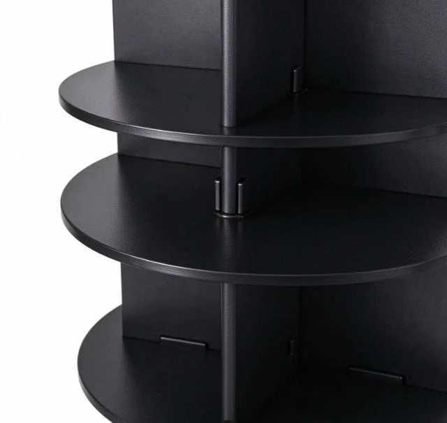 Alt view image 3 of 5 - 360° Rotating Shoe Rack Tower, 7-Tier Black PVC Panel Spinning Shoe Organizer, Vertical Revolving Shoe Storage Carousel for Entryway Closet