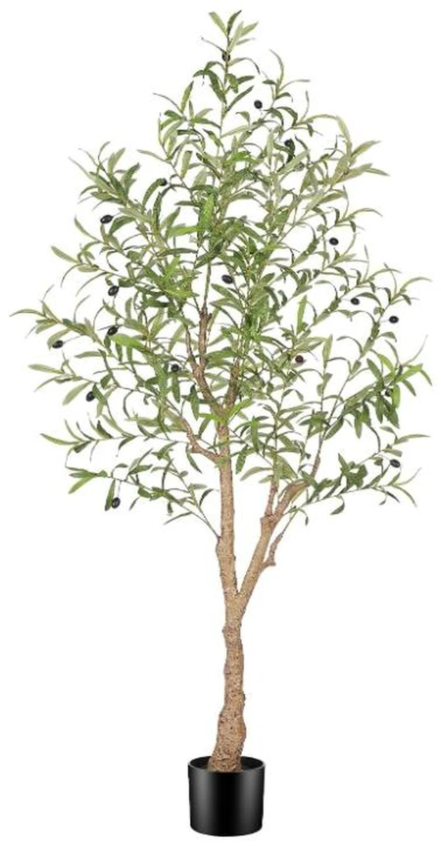 Main image of 5FT Artificial Olive Tree, Faux Olive Tree with Realistic Fruits & Adjustable Branches, Potted Fake Olive Plant for Indoor Living Room Entryway Office Home Decor