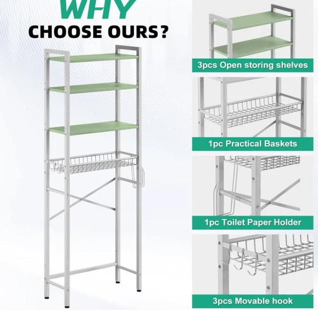 Alt view image 5 of 5 - Over The Toilet Storage Rack Adjustable Height Bathroom Space Saver Organizer Shelf for Bathroom Laundry Room Balcony