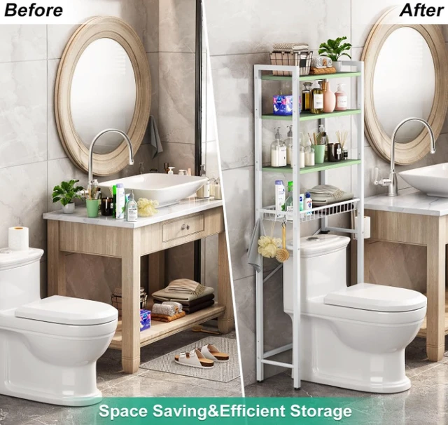 Alt view image 3 of 5 - Over The Toilet Storage Rack Adjustable Height Bathroom Space Saver Organizer Shelf for Bathroom Laundry Room Balcony