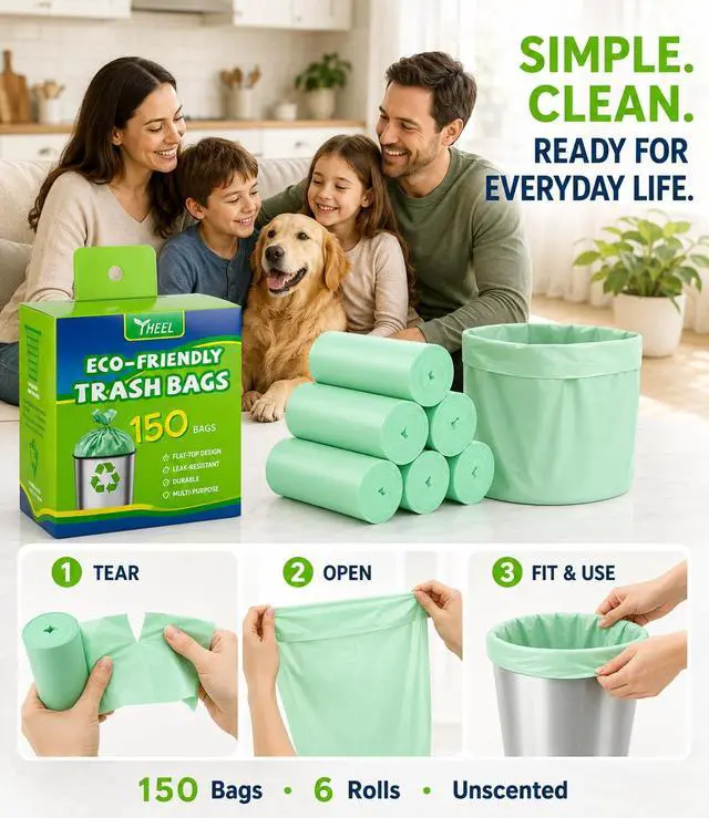 Alt view image 3 of 7 - 1.2 Gallon Small Trash Bags Mini Garbage Bags - 150 Count Unscented | Leak-Resistant and Tear-Resistant Odor Control for Bedroom Office Bathroom Small Wastebaskets 4.5L Bin Liners