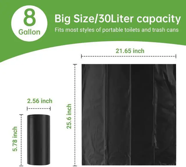 Alt view image 5 of 7 - Portable Toilet Replacement Bags, 25 Count 8 Gallon 1.5 Mil Super Thickened Compostable Trash Bags, 30 Liter Camping Toilet Bags for Travel Outdoors, Boating, Emergency Toilet Bag for Car
