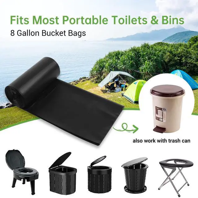 Alt view image 6 of 7 - Portable Toilet Replacement Bags, 25 Count 8 Gallon 1.5 Mil Super Thickened Compostable Trash Bags, 30 Liter Camping Toilet Bags for Travel Outdoors, Boating, Emergency Toilet Bag for Car