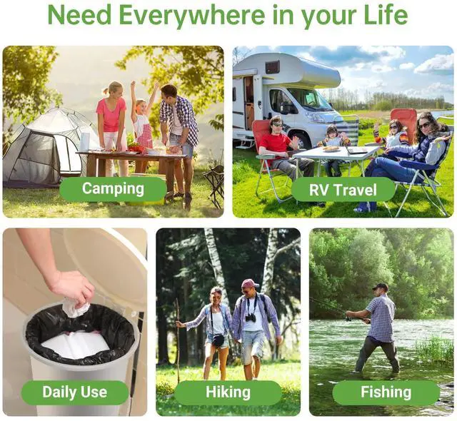 Alt view image 7 of 7 - Portable Toilet Replacement Bags, 25 Count 8 Gallon 1.5 Mil Super Thickened Compostable Trash Bags, 30 Liter Camping Toilet Bags for Travel Outdoors, Boating, Emergency Toilet Bag for Car