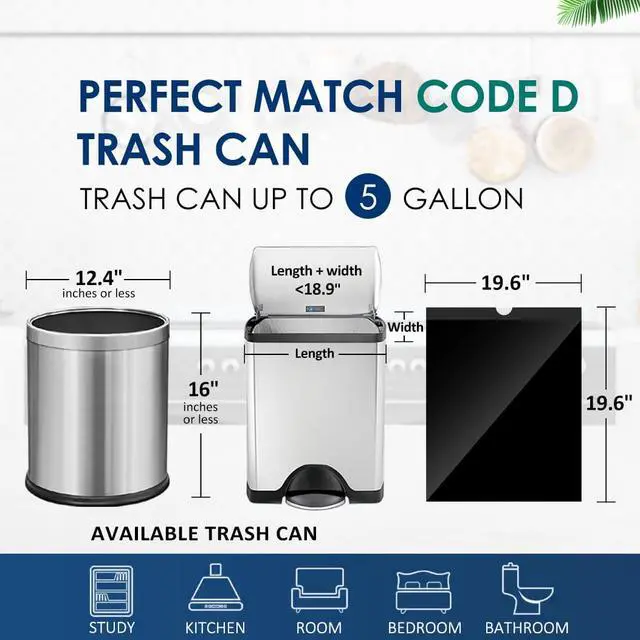 Alt view image 2 of 7 - Small Drawstring Trash Bags 5 Gallon, Black, 120 Count | Waste BasketLiners Fit 18-20L Garbage Cans, Tear Free, Leak Proof, Sturdy for Home, Office, Bathroom & Bedroom Daily Use