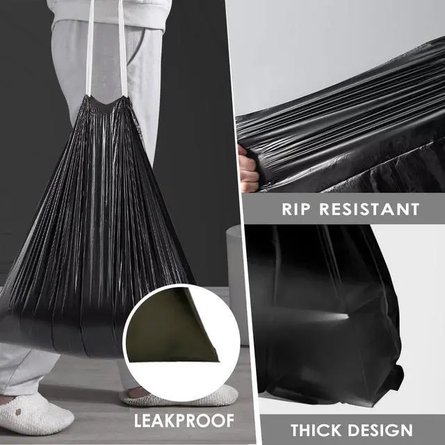 Alt view image 4 of 7 - Small Drawstring Trash Bags 5 Gallon, Black, 120 Count | Waste BasketLiners Fit 18-20L Garbage Cans, Tear Free, Leak Proof, Sturdy for Home, Office, Bathroom & Bedroom Daily Use