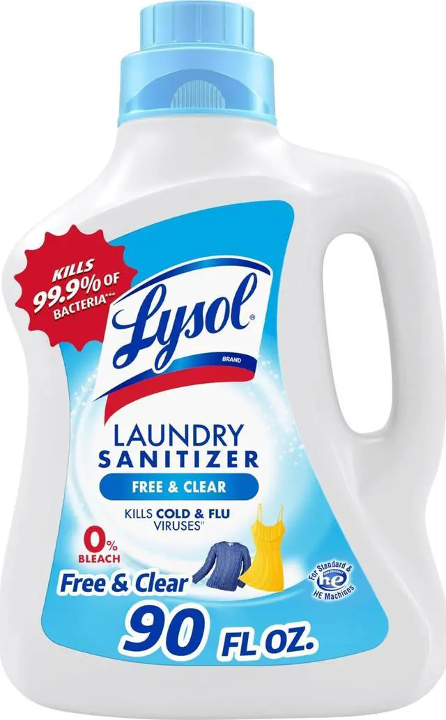 Main image of Laundry Sanitizer Additive, Free & Clear, Free from Fragrance and Dyes, 0% Bleach Laundry Sanitizer, Bacteria-causing Laundry Odor Eliminator, Unscented, 90 Fl Oz (Pack of 1) - Package May Vary
