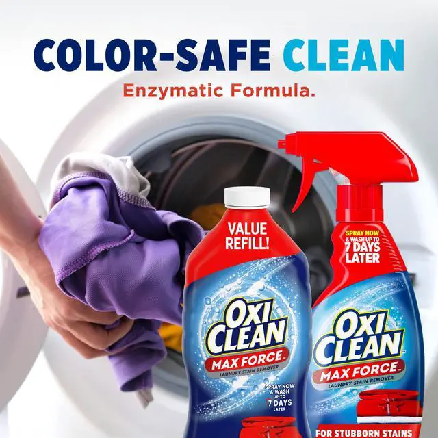 Alt view image 7 of 7 - Max Force Laundry Stain Remover Spray Refill, 48 fl oz | Spray Now Wash Later, Baby & Kids Stain Remover, Food & Grease Stains, Enzymatic Stain Remover, Color-Safe, Bleach-Free