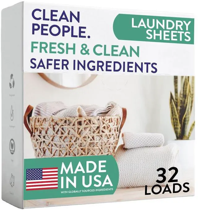 Main image of Laundry Detergent Sheets - Laundry Soap - Ultra Concentrated, Recyclable Packaging, Stain Fighting - Fresh Scent, 32 Pack