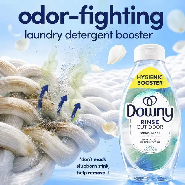 Alt view image 2 of 7 - Rinse Laundry Odor Remover, Cool Cotton Scent, 48 fl oz, Fabric Softener And Laundry Odor Removal Rinse, Fights Odors At The Source, HE Compatible