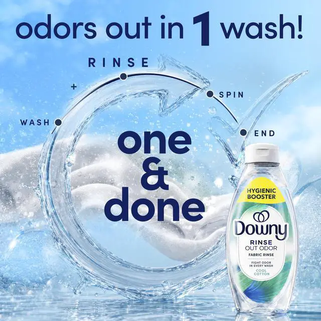 Alt view image 5 of 7 - Rinse Laundry Odor Remover, Cool Cotton Scent, 48 fl oz, Fabric Softener And Laundry Odor Removal Rinse, Fights Odors At The Source, HE Compatible