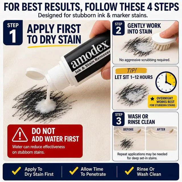 Alt view image 3 of 7 - Ink and Stain Remover Unique Soap Liquid Formula 4 fl oz Bottle