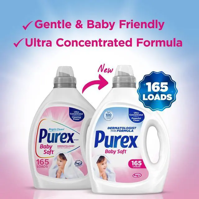 Alt view image 3 of 7 - Baby Soft Liquid Laundry Detergent, 82.5 fl oz, 165 Loads | Ultra-concentrated formula, dye-free and hypoallergenic, gentle on skin, ideal for baby clothing