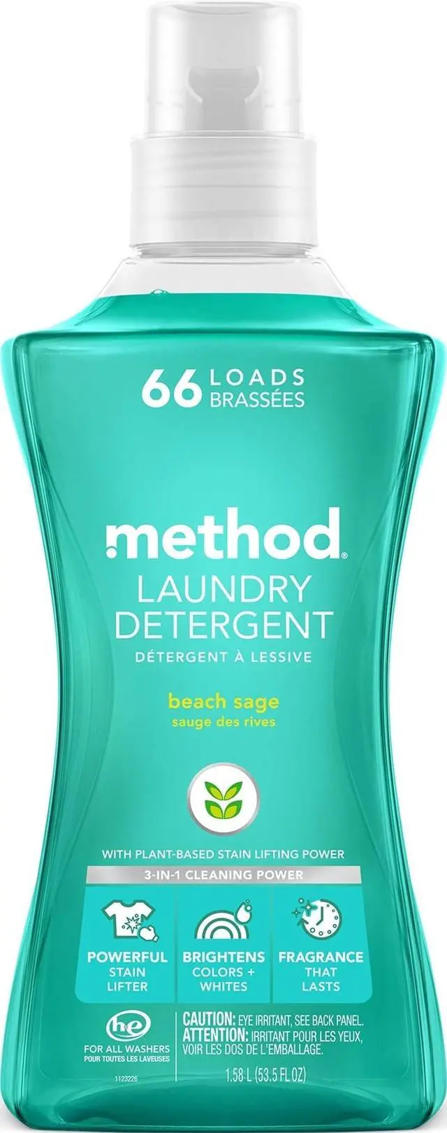 Main image of Liquid Laundry Detergent, Beach Sage, 53.5 fl oz, 4 Pack | Powerful Stain Lifter, Brightens Colors and Whites, Long Lasting Fragrance, 66 Loads per Bottle