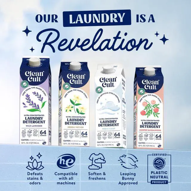 Alt view image 2 of 7 - Ultra Concentrated Liquid Laundry Detergent, 64 loads (32 oz), Long Lasting Scent, 90% Less Plastic, No Harsh Chemicals, Neroli Vetiver, Defeats Stains & Odors, HE/Standard Compatible