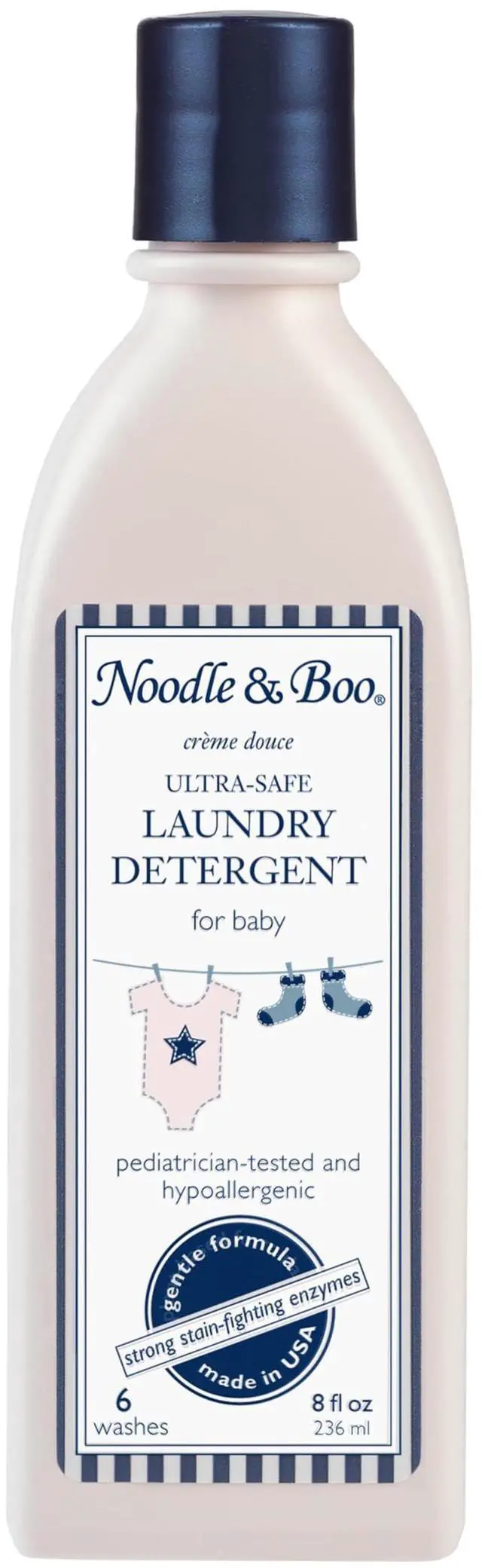 Main image of Laundry Essentials Laundry detergent, 8 Fl Oz (Pack of 1) | Signature Crème Douce scent with stain-fighting enzymes for gentle cleaning of baby clothes and everyday essentials
