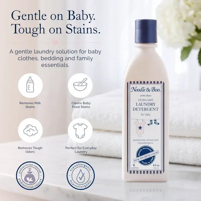 Alt view image 2 of 7 - Laundry Essentials Laundry detergent, 8 Fl Oz (Pack of 1) | Signature Crème Douce scent with stain-fighting enzymes for gentle cleaning of baby clothes and everyday essentials