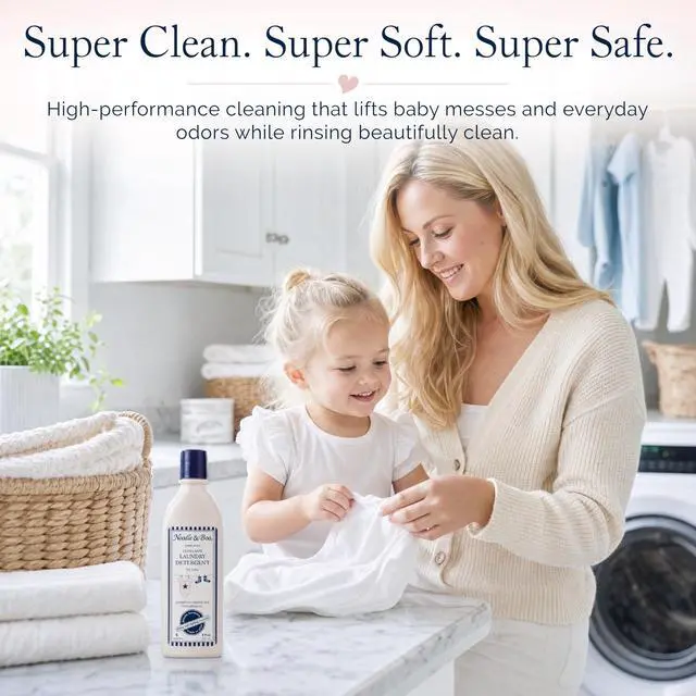 Alt view image 7 of 7 - Laundry Essentials Laundry detergent, 8 Fl Oz (Pack of 1) | Signature Crème Douce scent with stain-fighting enzymes for gentle cleaning of baby clothes and everyday essentials