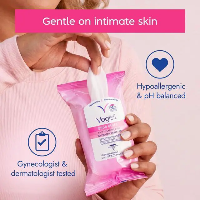 Alt view image 4 of 7 - Odor Block Daily Freshening Feminine Wipes, 20 Count | Odor Block intimate wipes for daily freshness. Up to 24-hr odor protection. Gentle, pH balanced, & gynecologist tested.