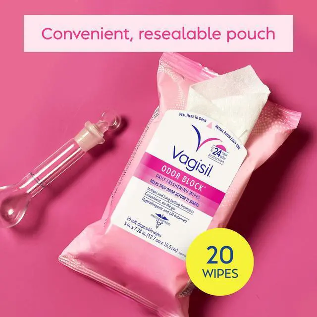 Alt view image 5 of 7 - Odor Block Daily Freshening Feminine Wipes, 20 Count | Odor Block intimate wipes for daily freshness. Up to 24-hr odor protection. Gentle, pH balanced, & gynecologist tested.