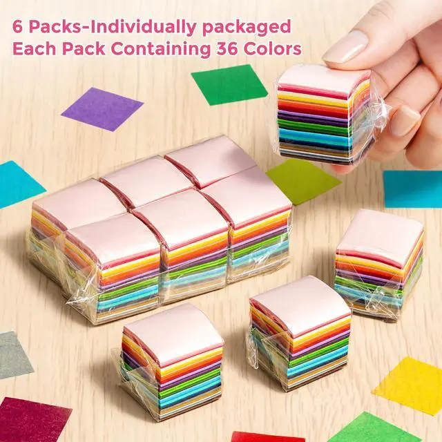 Alt view image 5 of 7 - 5400 Pcs 1 in Tissue Paper Squares 36 Assorted Colors for Crafts | Art Rainbow Tissue Paper Bulk for Mother's Day, Projects, Collage, Suncatchers, Scrapbooking - Non Bleeding